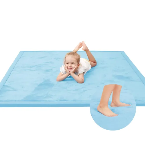 Miniatura 28 de Huloo Sleep - Tapete de juego para bebé, tapete de espuma viscoelástica de 1.3 pulgadas de grosor, terciopelo coral suave, antideslizante, Gris