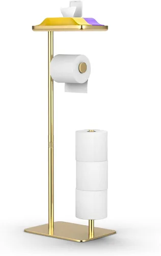 Day Moon™ Soporte de Papel Higiénico Dorado Soporte de Papel Higiénico Independiente con Almacenamiento - Soporte de Papel Higiénico y Porta