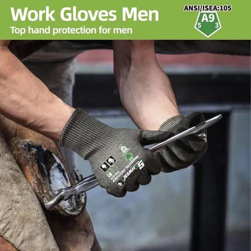 Miniatura 5 de Guantes de trabajo resistentes a los cortes de nivel más alto ProGuard PR3326 de Schwer para protección extrema, guantes ANSI A9 con pulgar