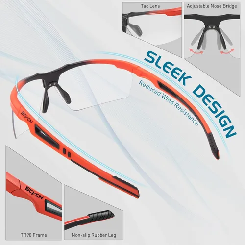 Miniatura 6 de SCVCN Gafas de sol deportivas fotocromáticas para ciclismo, gafas transparentes para hombres y mujeres, protección UV400, MTB BMX, pesca, correr