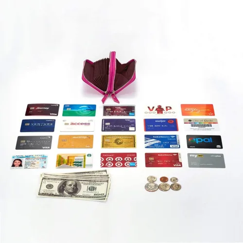 Miniatura 4 de Women's Leather RFID Secured Spacious Cute Zipper Card Wallet Small Purse