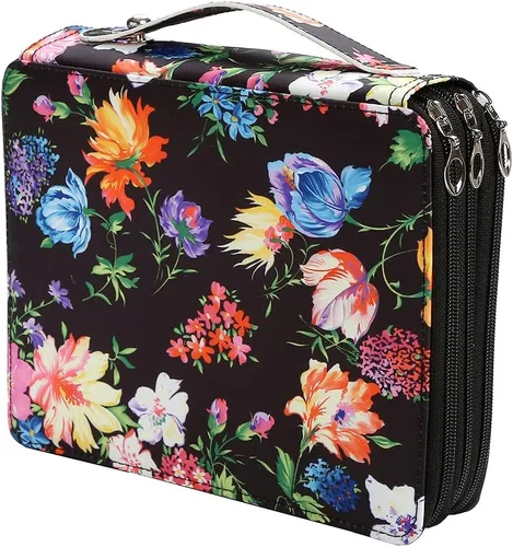 Estuche organizador portátil de 120 ranuras con patrón de impresión para bolígrafos o marcadores de acuarela, estuche organizador para artistas