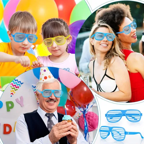 Miniatura 6 de Hooqict Paquete de 15 lentes de persiana de los años 80 y 90, regalos de fiesta de neón para niños y adultos, suministros de cumpleaños, accesorios