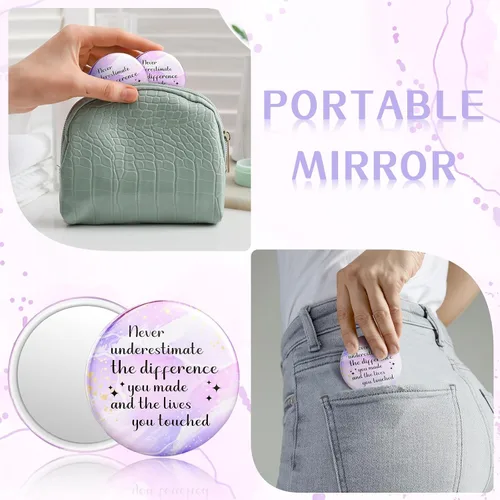 Miniatura 4 de Tradder 48 piezas de espejo compacto inspirador de 2.76 pulgadas, regalo de agradecimiento a los empleados de quinceañera, maquillaje monedero