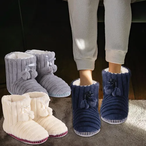 Miniatura 5 de Forfoot Pantuflas de invierno para mujer, cómodas pantuflas de forro polar para interiores y dormitorio, pantuflas de tobillo mullidas