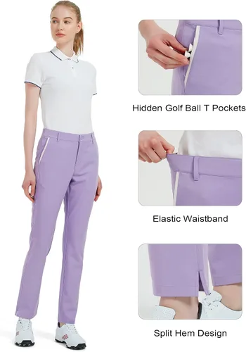 Miniatura 4 de Bakery Pantalones de golf para mujer, elásticos, con bolsillos, de secado rápido, ligeros, pantalones de trabajo