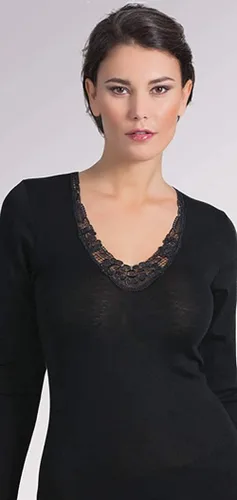Miniatura 3 de EGI Camiseta de manga larga de lana merina para mujer. Fabricada con orgullo en Italia.