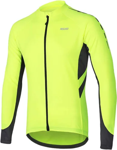 ARSUXEO Hombres Cremallera Completa Manga Larga Ciclismo Jersey Bicicletas BikingBike Camisa 6030