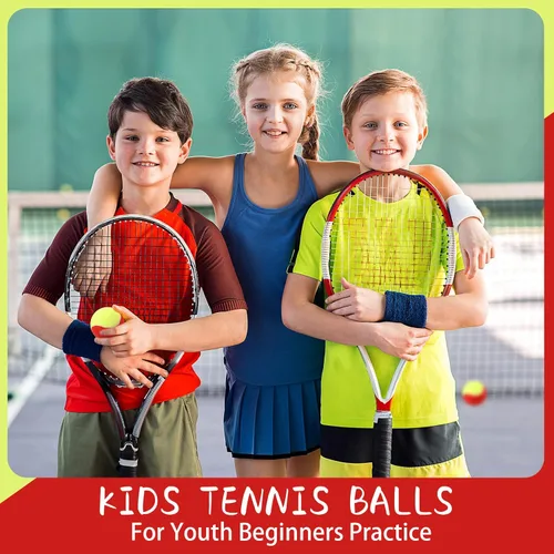 Miniatura 6 de 24 pelotas de tenis para niños, 75% de baja compresión etapa 3 pelotas de tenis a granel para principiantes, máquina de pelota, entrenamiento