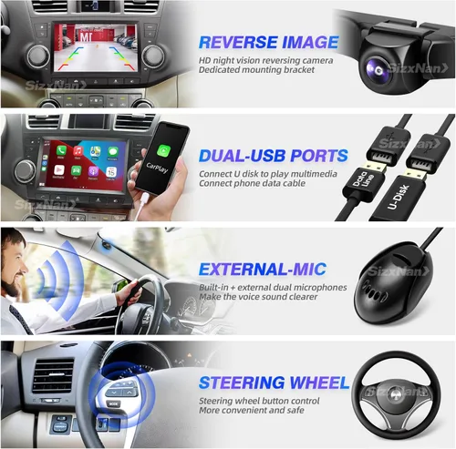 Miniatura 5 de Highlander - Radio Android compatible con Carplay Android Auto, pantalla táctil estéreo para coche, navegación Bluetooth, reproductor multimedia
