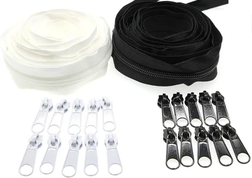 Miniatura 9 de Leekayer The Yard - Cremalleras de bobina de nailon blanco #5 a granel de 10 yardas con 25 deslizadores plateados para costura DIY bolsa