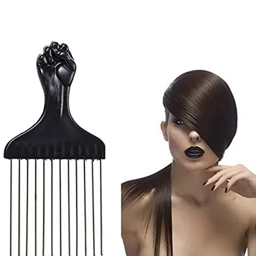 Miniatura 4 de Púa de pelo de metal, peine afro, peine de peinado, peine de peinado, cepillo rizado para el cabello, tenedor de plástico, peine antiestático