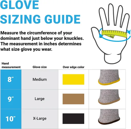 Miniatura 6 de Armor Guys Hammer Head 3 Basetek - Guantes de trabajo protectores para mujeres y hombres con forro de HDPE A3 Basetek - L, 3/par 3 pares (Large)
