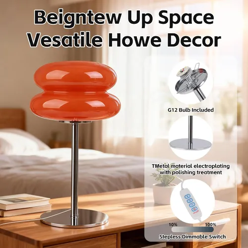 Miniatura 5 de Lámpara de hongo para dormitorio, lámpara medieval moderna de mesita de noche para mesitas de noche, lámparas pequeñas regulables vintage, lindas