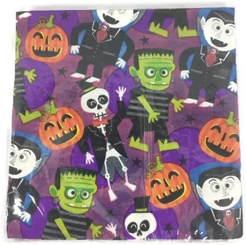 Miniatura 3 de Drácula, Frankenstein y Skeltons, Oh My! Paquete de suministros desechables para fiestas. 3 artículos: platos de papel, servilletas y tazas. Sirve 18
