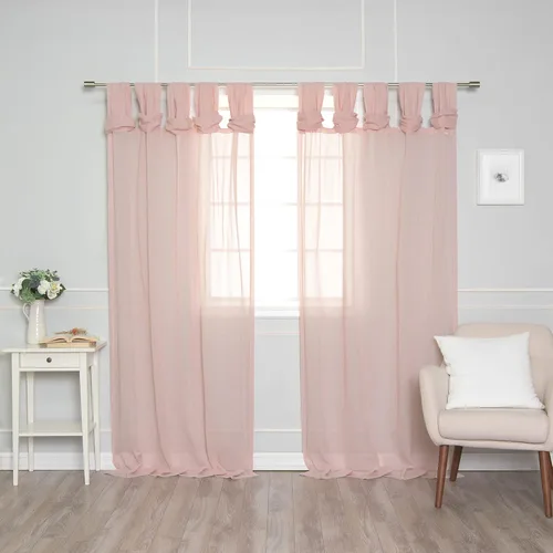 Miniatura 11 de Best Home Fashion Juego de 2 cortinas traslúcidas de lino sintético con pestaña torcida, tratamiento de ventana para sala de estar, comedor, Gris