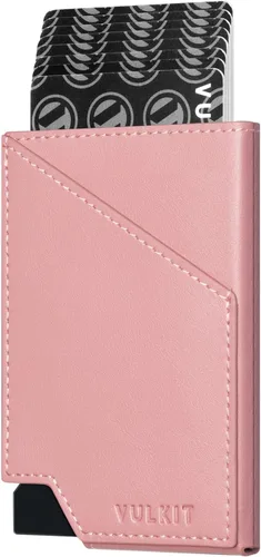 Miniatura 14 de VULKIT Cartera de tarjetas desplegable con bloqueo RFID, funda delgada de aluminio para tarjetas bancarias con bolsillo para dinero de negocios