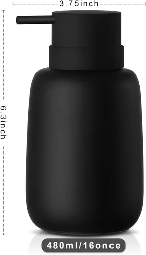 Miniatura 3 de Dispensador de jabón negro mate para baño, dispensador de jabón de cerámica, dispensador de loción, dispensador de jabón para platos, dispensador