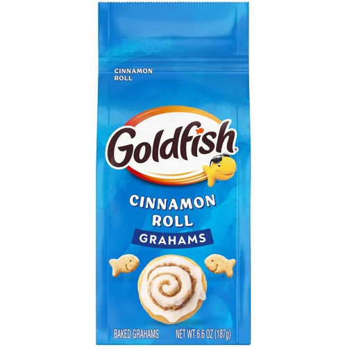Goldfish Grahams Galletas Snack Horneadas Sabor Rollo de Canela, Bolsa de 6.6 Oz
