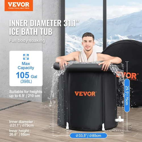 Miniatura 2 de VEVOR Bañera de hielo XL, bañera de inmersión de terapia de agua fría para atletas, piscina de inmersión portátil para exteriores para recuperación
