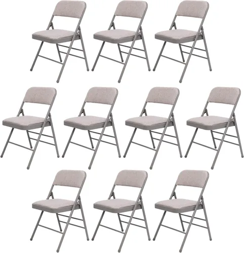 Miniatura 10 de Paquete de 4 sillas plegables negras con cojín acolchado de tela, juego de sillas de comedor de tela, sillas plegables apilables portátiles