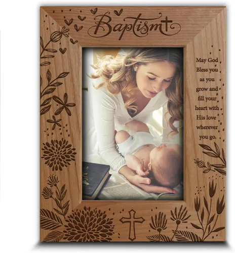 BELLA BUSTA -Bautizo Bautizo Bautizo Bebé Niña/Niño Bautizado Regalos de Padrinos -Ceremonia de Bautizar un Niño Marco Grabado (5x7 Vertical)