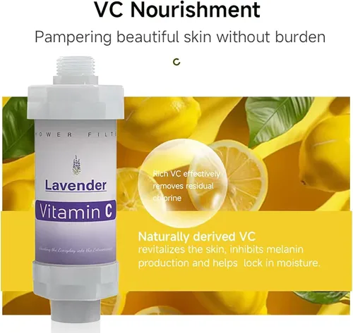 Miniatura 2 de 8 filtros de ducha de vitamina C para filtro de agua dura, accesorios de baño para ducha, bañera, lavanda, jazmín, té blanco, océano, melocotón