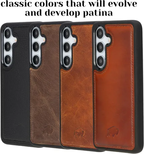 Miniatura 8 de BLACKBROOK Funda de piel de alta calidad a presión compatible con Samsung Galaxy S24, elegante funda de cuero de grano completo con la máxima