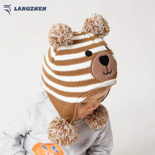 Miniatura 4 de LANGZHEN Gorro de invierno para niños pequeños gorro cálido con forro polar para bebés y niñas