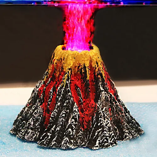 Miniatura 8 de Kit de adorno de volcán para acuario Uniclife Errupción volcánica con mini bomba de aire, foco LED rojo, piedra de aire burbujeador, tubo de línea