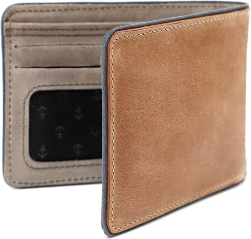 Miniatura 5 de VELEZ Carteras de cuero genuino para hombre Beige Vintage