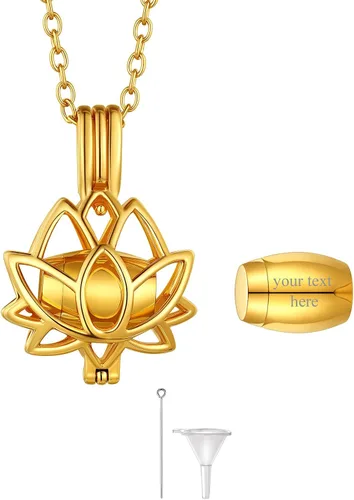 Miniatura 223 de FindChic Collares personalizados con urna para cenizas, barra vertical, gato, luna, reloj de arena, garra de perro, acero inoxidable, chapado en oro