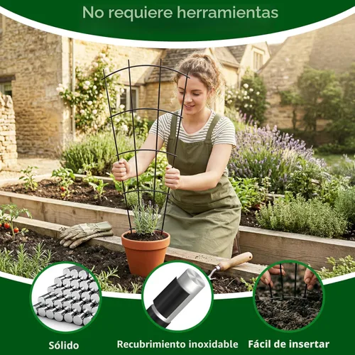 Miniatura 2 de Thealyn Paquete de 4 enrejados de plantas de interior de 23 pulgadas para plantas en macetas que trepan, enrejado de metal al aire libre, plantas