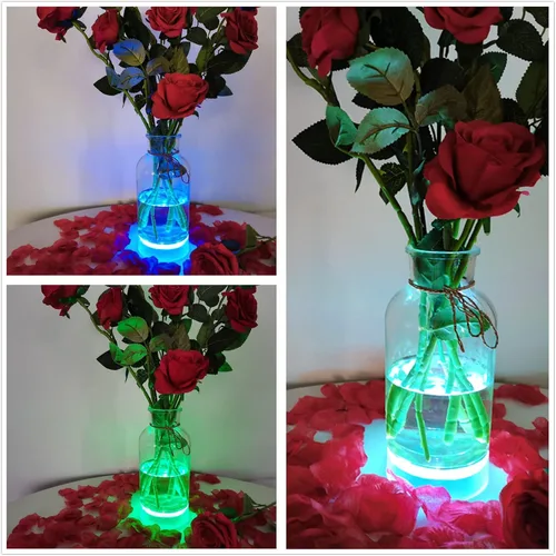 Miniatura 9 de LARDUX Base de luz LED recargable con control remoto, pantalla LED redonda de 4 pulgadas, pedestal, luz multicolor para jarrón, arte de cristal