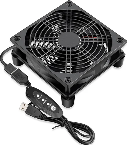 Miniatura 10 de GDSTIME Enfriador de ventilador de enrutador pequeño de 3.150 in con controlador de 3 velocidades L/M/H, CC 5V USB alimentado por USB, ventiladores