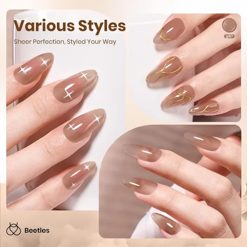Miniatura 50 de Beetles - Esmalte de uñas de gel marrón – 0.5 onzas líquidas de esmalte de gel marrón oscuro, lámpara LED UV para uñas, regalo de manicura para I
