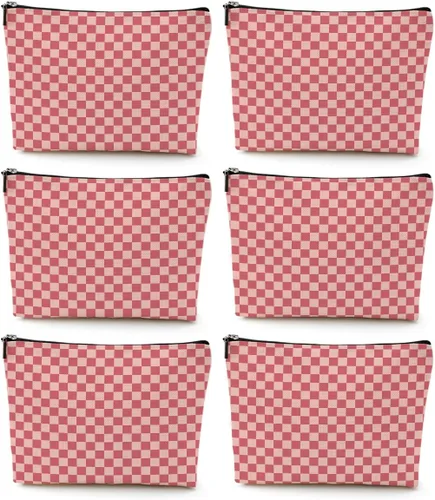 Miniatura 9 de Bolsa de maquillaje a cuadros retro colorida para mujeres, hermana, amiga, Navidad, cumpleaños, Cuadros 1250