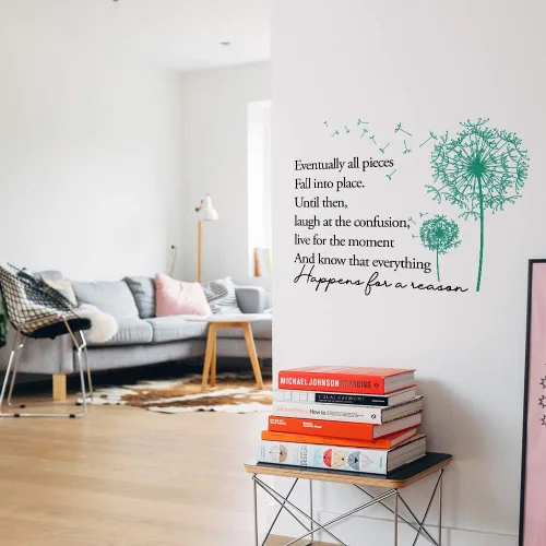 Miniatura 3 de Vinilo decorativo con citas inspiradoras para la familia, todas las piezas caen en su lugar, vive el momento y sabe que todo sucede por una razón