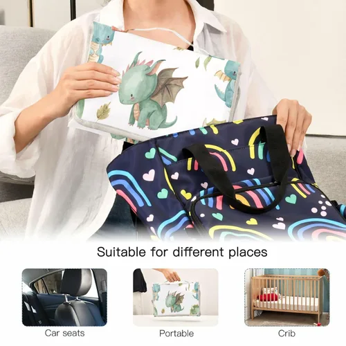 Miniatura 5 de Kigai Cambiador de pañales portátil con diseño de dragón lindo para bebé, impermeable y plegable, para baby shower, niñas y niños recién nacidos