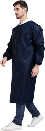 Miniatura 2 de Nanxson Delantal impermeable manga larga Smock Overoles delantal de trabajo para lavar platos, trabajo de laboratorio, aseo de perros, limpieza Azul