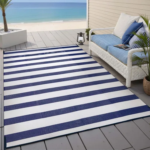 Miniatura 36 de PureCozy Alfombra de paja de plástico para exteriores, color negro, beige, grande, impermeable, para patio, 5 x 8 pulgadas, geométrica, reversible