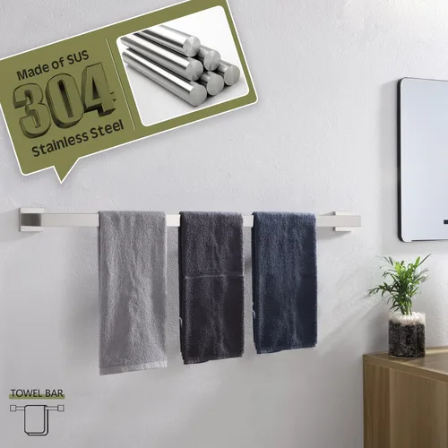 Miniatura 4 de KOKOSIRI Toallero individual de 36 pulgadas, soporte para toallas de cocina de baño, toallero de acero inoxidable SUS304 montado en la pared, níquel