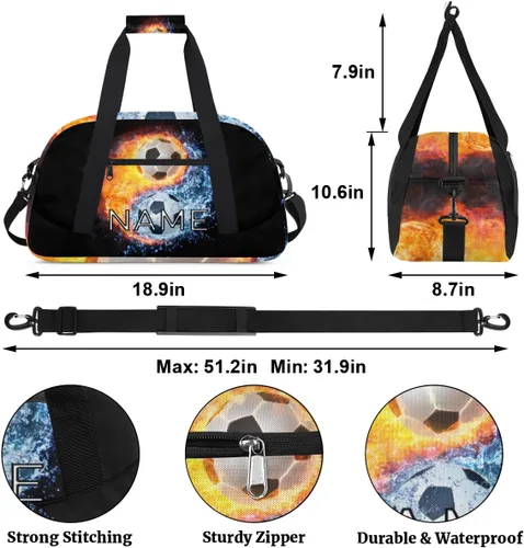 Miniatura 2 de Bolsa de lona personalizada para niños y niñas, para viajes, fútbol, Yin Yang, Tai Chi, pequeña bolsa deportiva para gimnasio, bolsa de mano