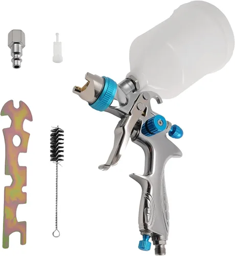 Miniatura 9 de maXpeedingrods HVLP - Kit de pistola rociadora, pistola de pintura automotriz con taza de aluminio de 1000 cc, 3 boquillas y agujas de latón