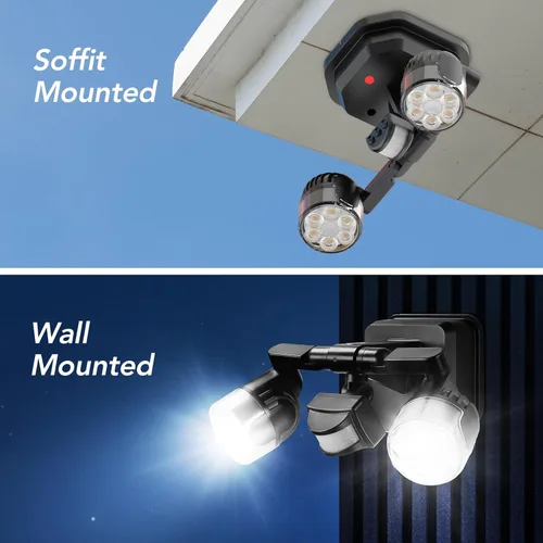 Miniatura 9 de OREiN Luz de seguridad con sensor de movimiento para exteriores, luz LED reflectora de doble cabeza ajustable, 3 modos