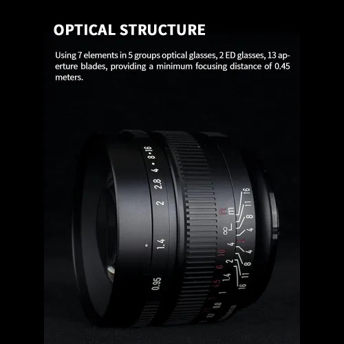 Miniatura 5 de 7artisans Lente fija APS-C de 1.969 in F0.95 de gran apertura manual enfoque APS-C para cámaras sin espejo Sony E-Mount