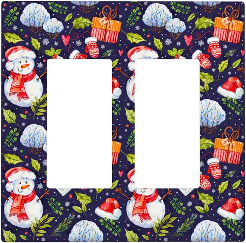 Miniatura 56 de Cubierta de interruptor de luz dúplex de 1 banda, cubierta decorativa de Navidad con copos de nieve rojos, placa frontal decorativa para cocina