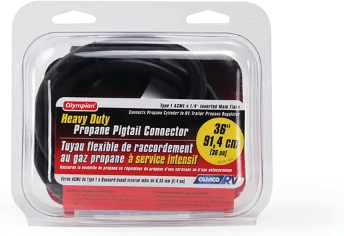 Miniatura 5 de Conector de manguera de propano con cable de espiral de 36 pulgadas de Camco, conecta cilindro de propano a un regulador de propano para caravana