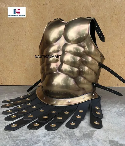 Miniatura 3 de Muscle Armor Cuirass 300 - Disfraz de rey espartano Leónidas, casco medieval romano griego para Halloween