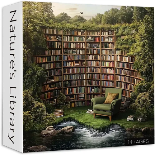 Miniatura 9 de PICKFORU Rompecabezas de Libro 1000 Piezas, Rompecabezas de Flores de Primavera para Adultos de Librería, Rompecabezas de Estantería en Flor como